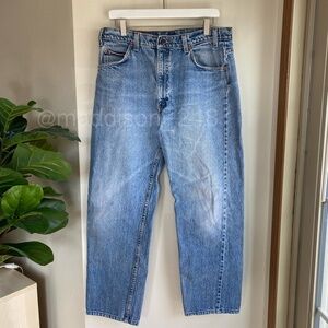 Vintage Levi’s 505 Straight Leg High Rise Jeans Light Blue Wash Rigid Denim 34”